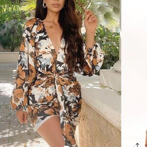 Floral Wrap Dress with Long Sleeves